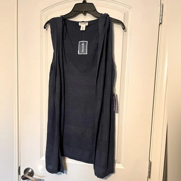 Hooded Blue Sleeveless Cardigan L - Picture 1 of 2